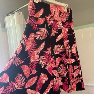 Elizabeth & Nicole Pink Black Floral Midi Skirt